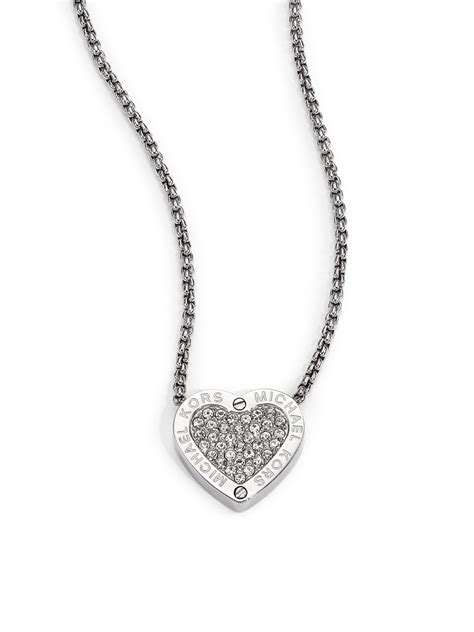 michael kors link necklace silver|Michael Kors heart necklace.